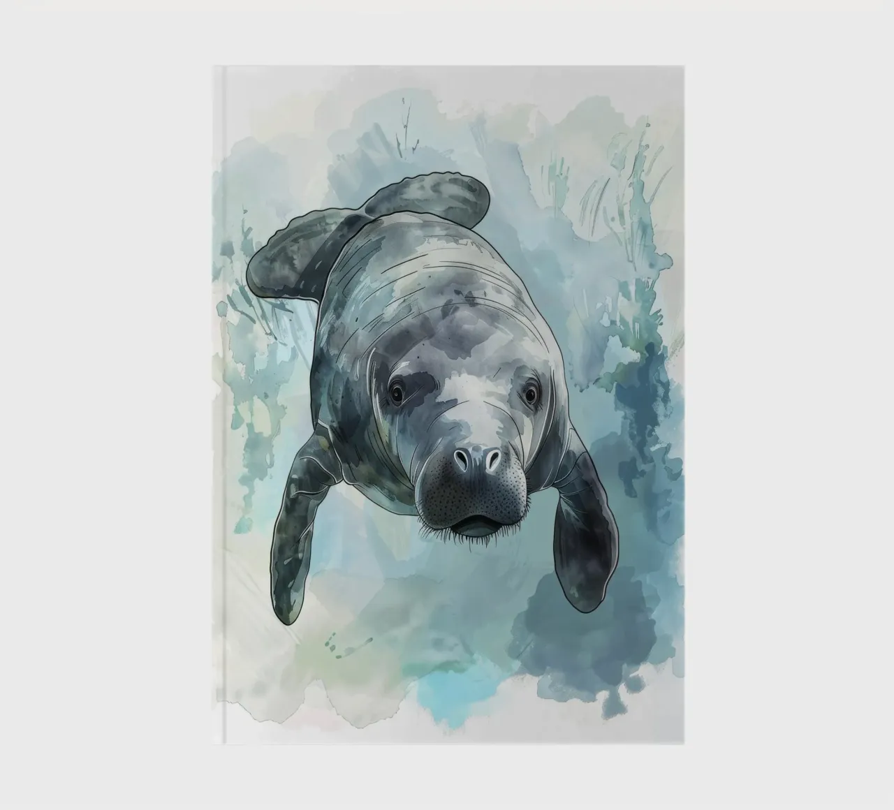 Manatee swimming gracefully underwater in a natural aquatic notebook by DesignDoodle