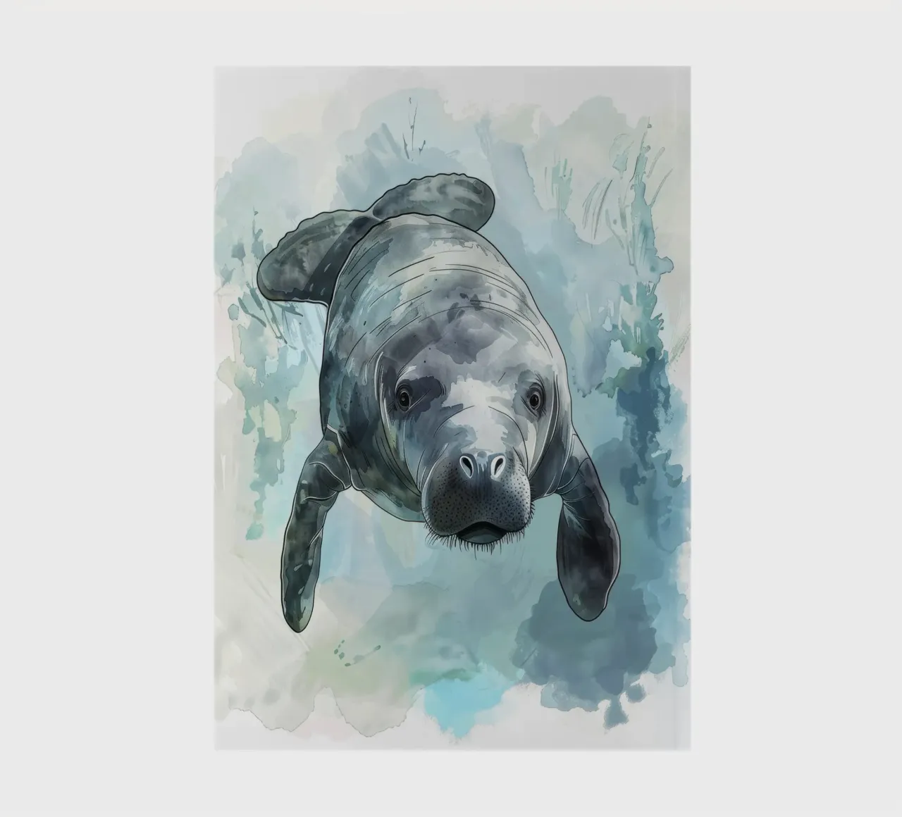 Manatee swimming gracefully underwater in a natural aquatic notebook by DesignDoodle