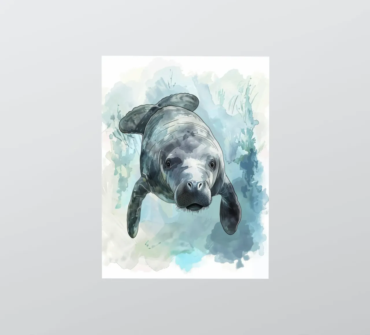 Seekuh schwimmt anmutig unter Wasser in einem natürlichen Gewässer Sticker von DesignDoodle