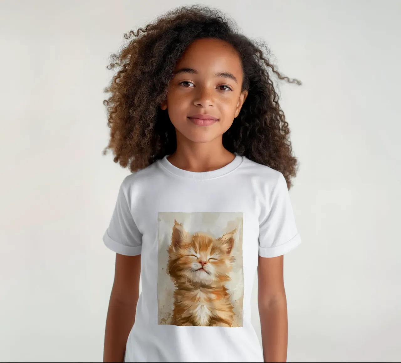 Un simpatico gatto rosso con gli occhi chiusi che riposa tranquillamente t-shirt bambini da DesignDoodle