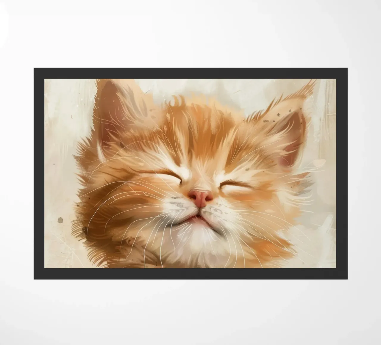 Un simpatico gatto rosso con gli occhi chiusi che riposa tranquillamente zerbino da DesignDoodle