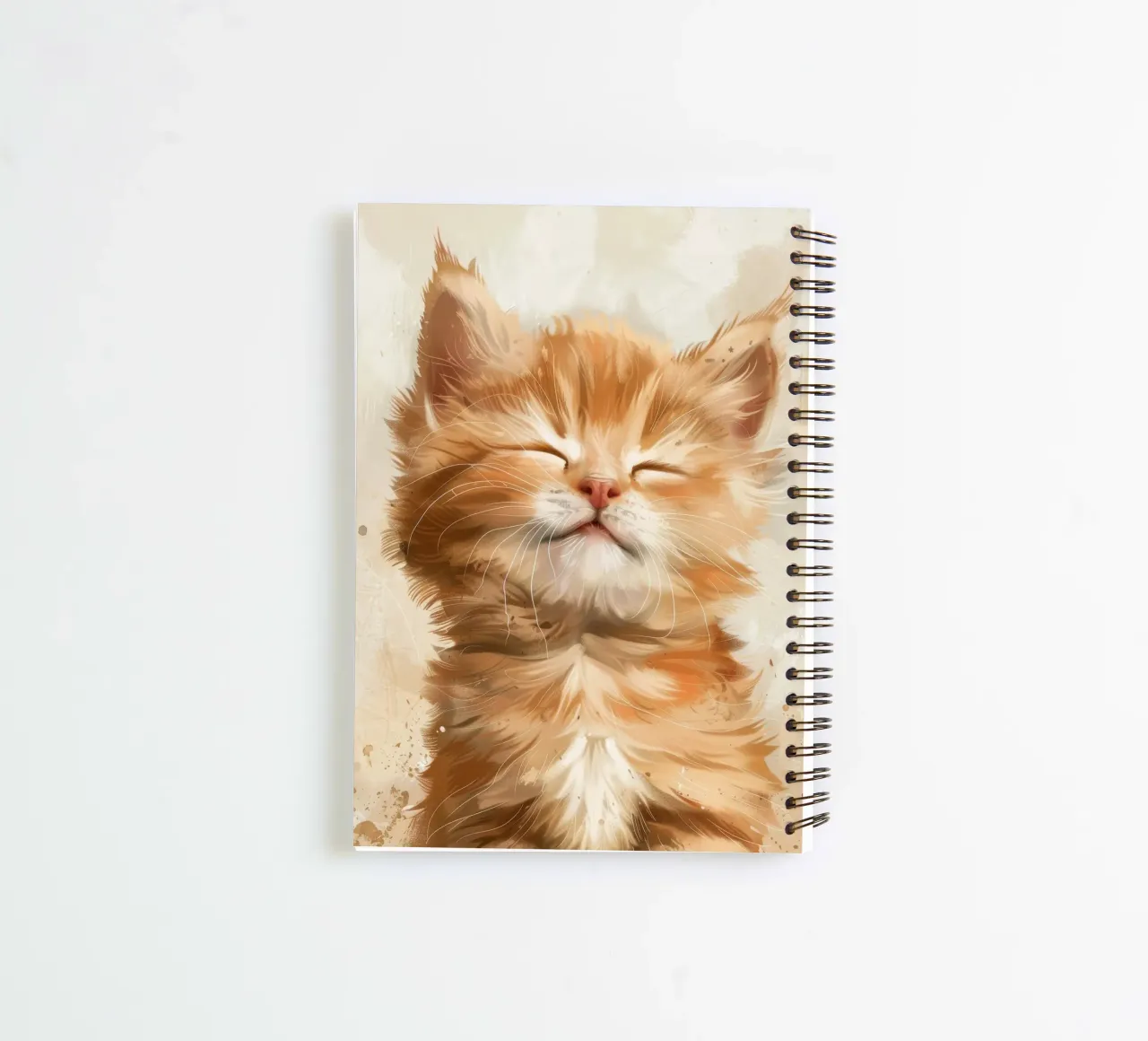 Cute ginger cat with closed eyes resting peacefully spiral notebook by DesignDoodle