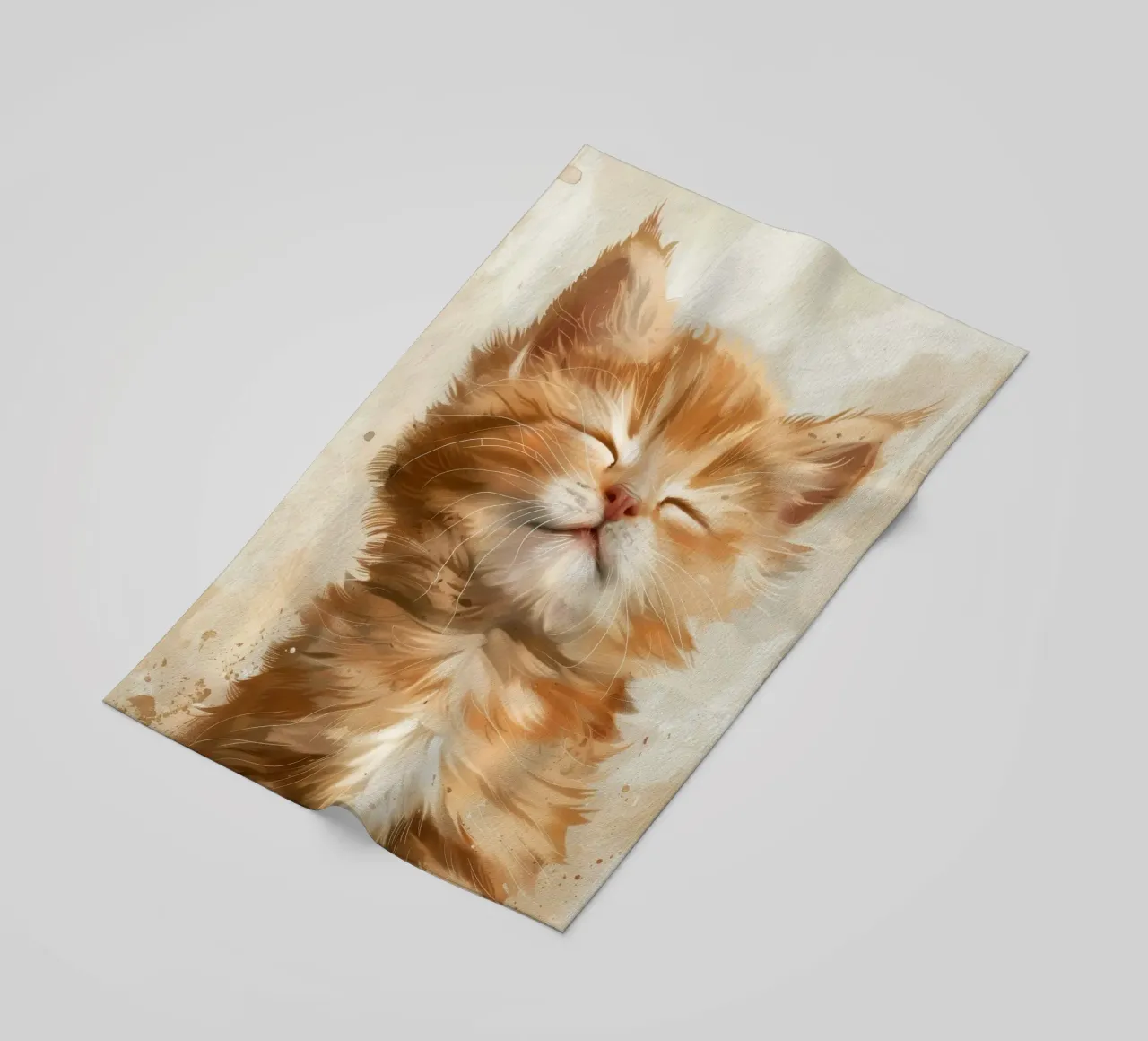 Un simpatico gatto rosso con gli occhi chiusi che riposa tranquillamente telo mare da DesignDoodle