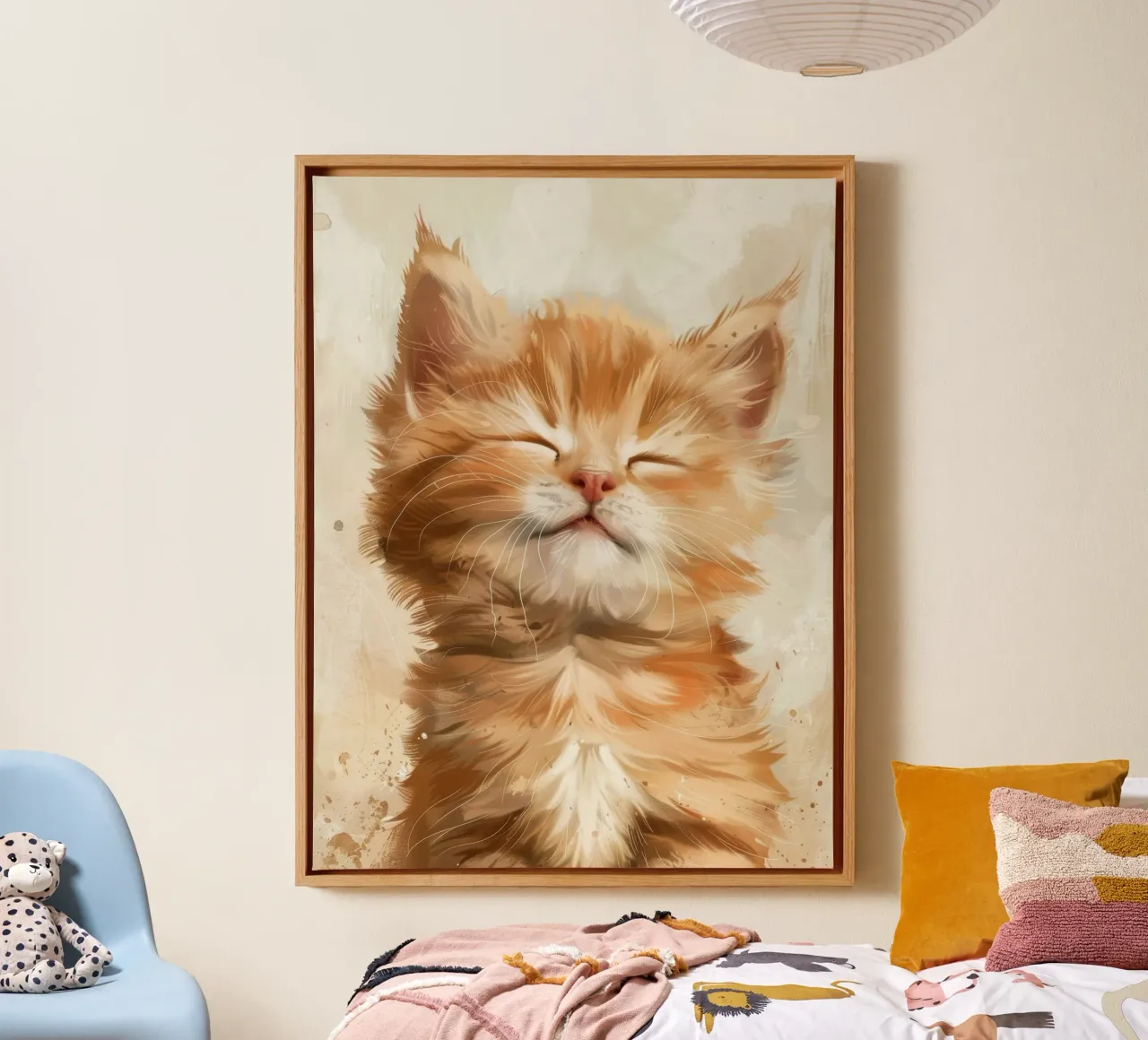 Cute ginger cat with closed eyes resting peacefully canvas by DesignDoodle
