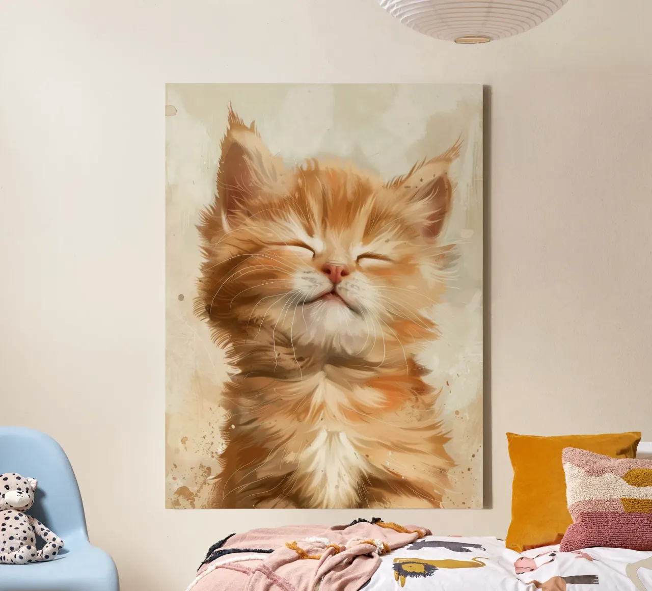 Cute ginger cat with closed eyes resting peacefully canvas by DesignDoodle