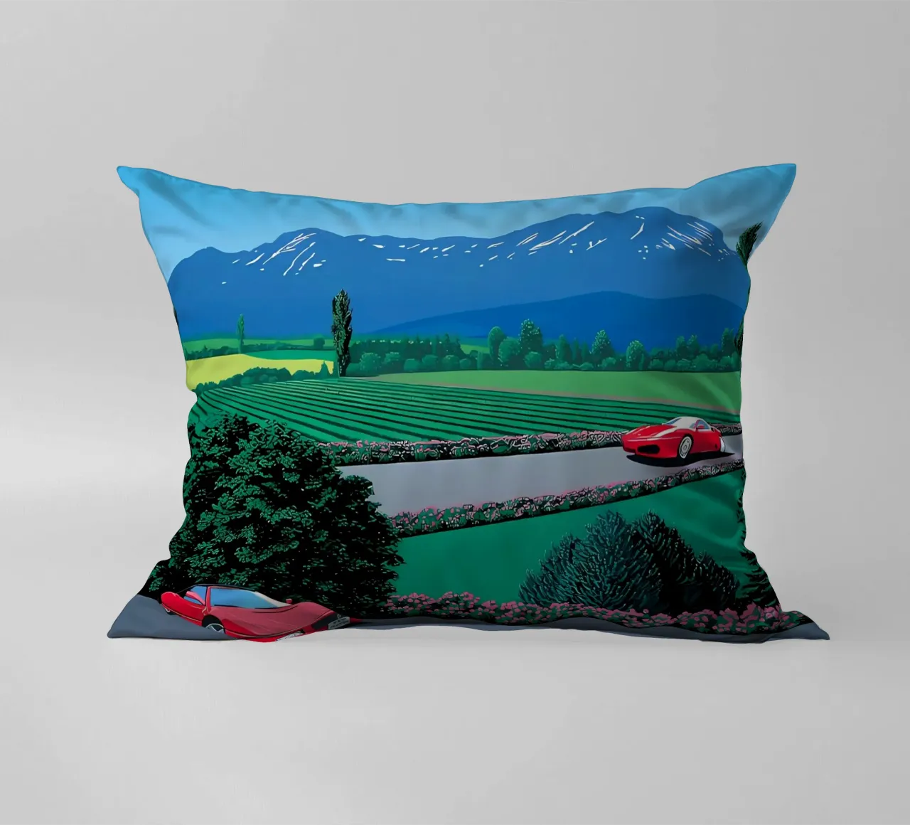 Hiroshi Nagai Due auto rosse cuscino da THE CAROLINE
