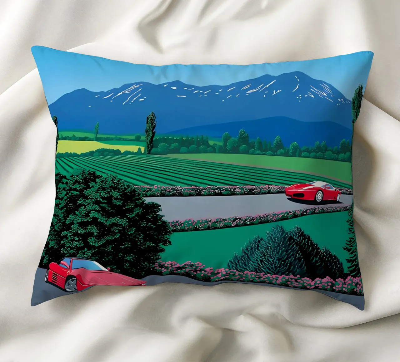 Hiroshi Nagai Due auto rosse cuscino da THE CAROLINE