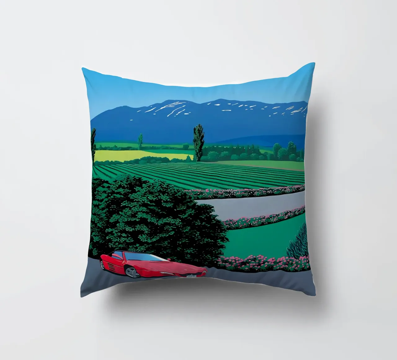 Hiroshi Nagai Due auto rosse cuscino da THE CAROLINE