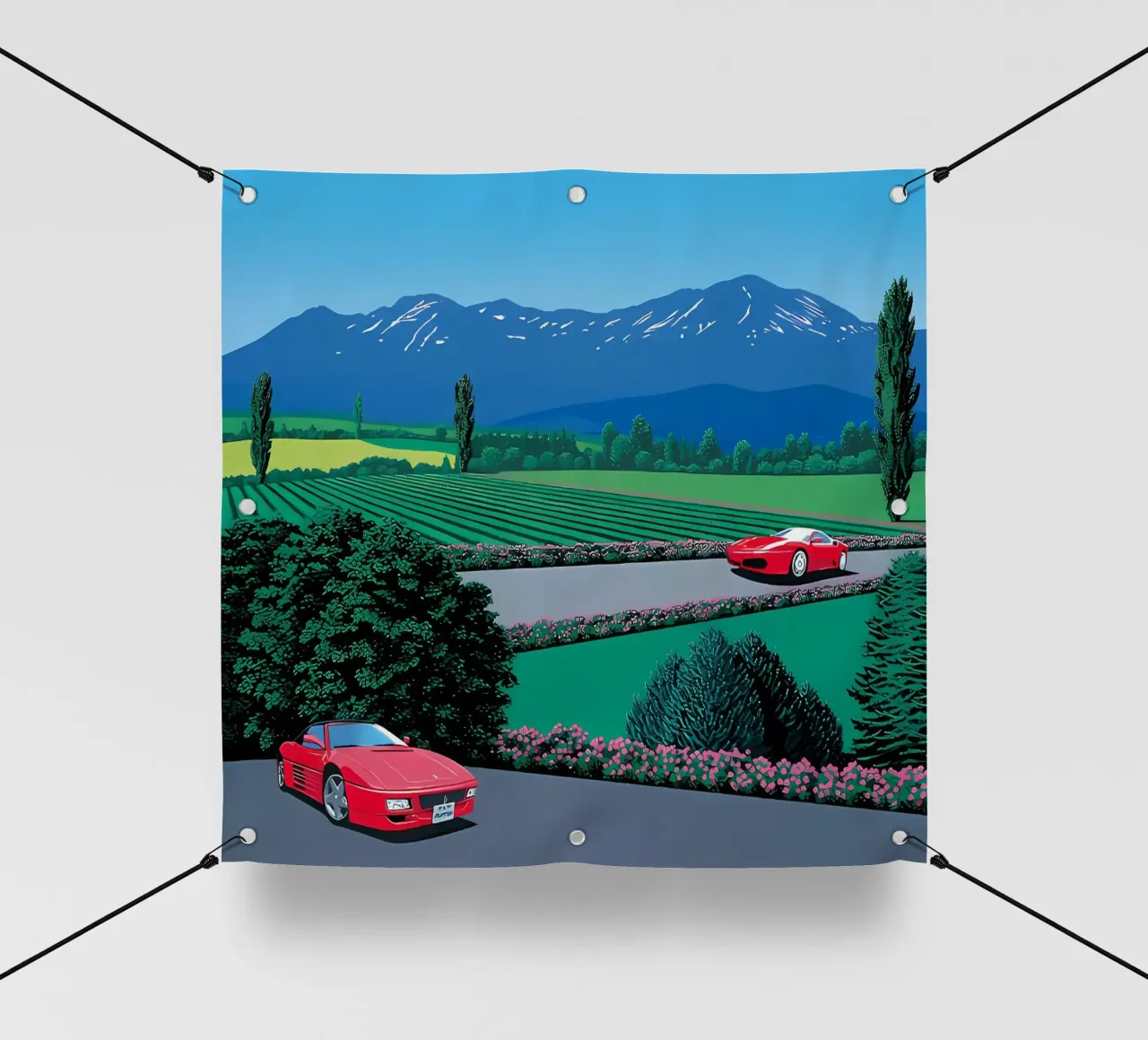 Hiroshi Nagai Due auto rosse telo in pvc da THE CAROLINE