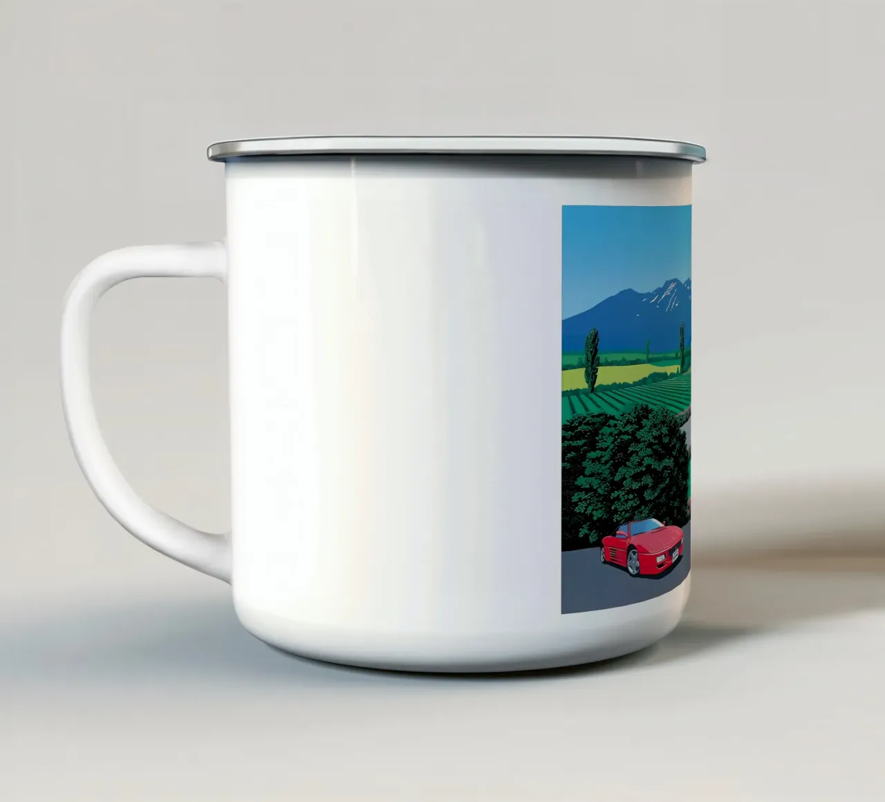 Hiroshi Nagai Due auto rosse tazza in smalto da THE CAROLINE