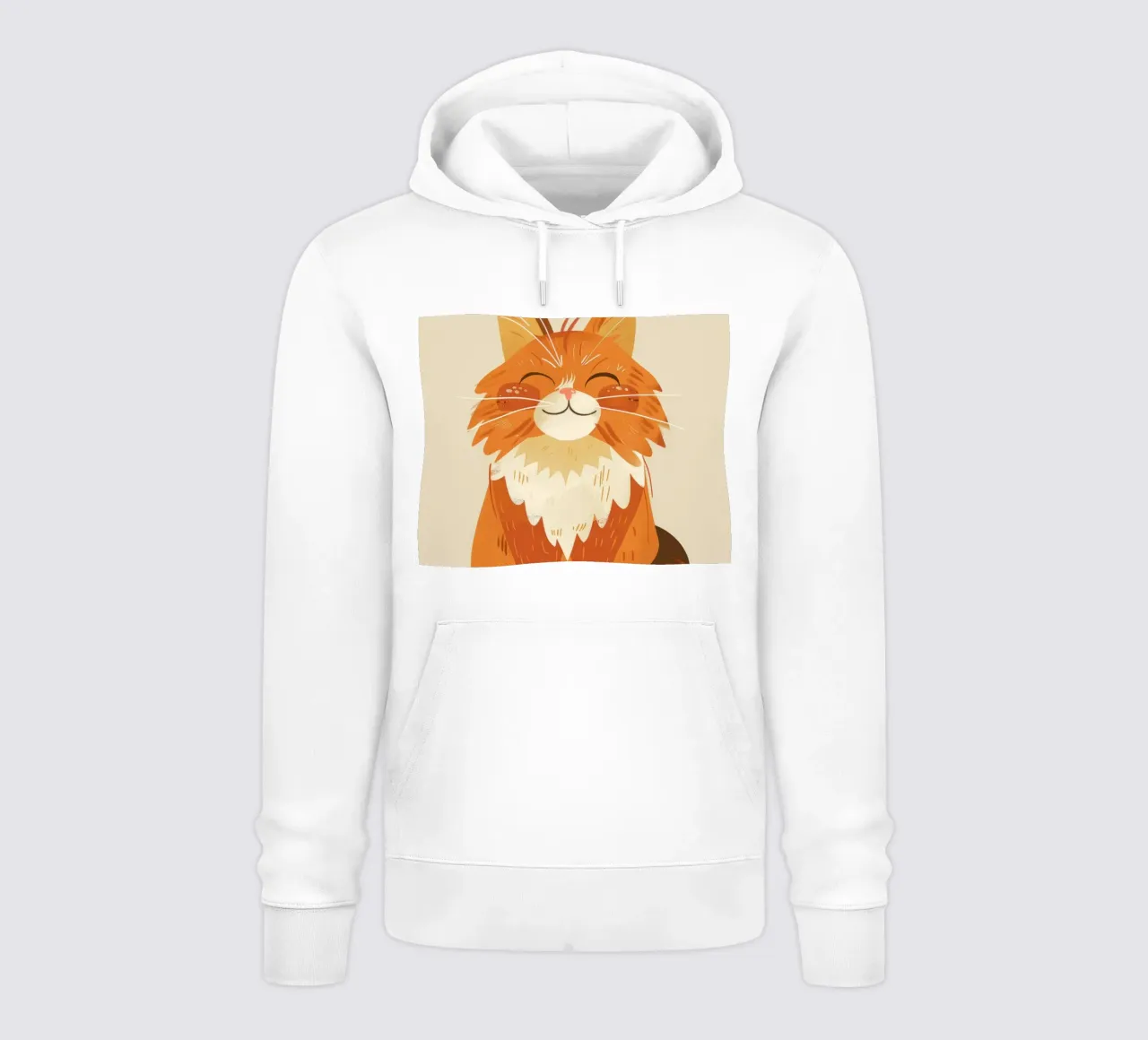 Simpatico gatto arancione con un'espressione allegra, occhi chiusi felpa con cappuccio da DesignDoodle