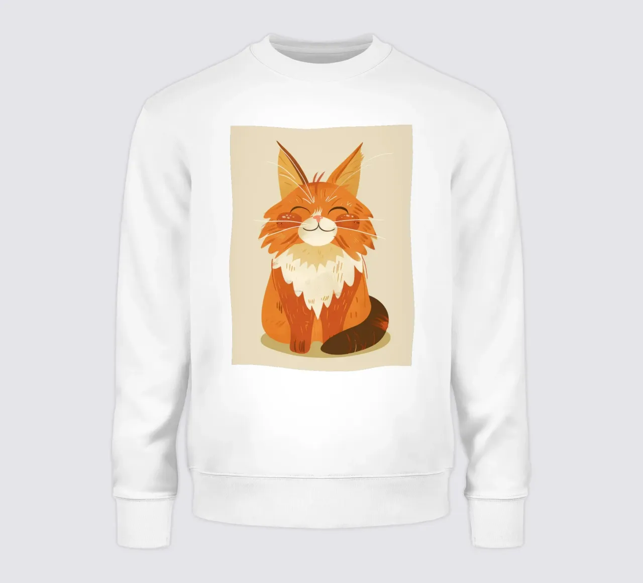 Simpatico gatto arancione con un'espressione allegra, occhi chiusi felpa da DesignDoodle