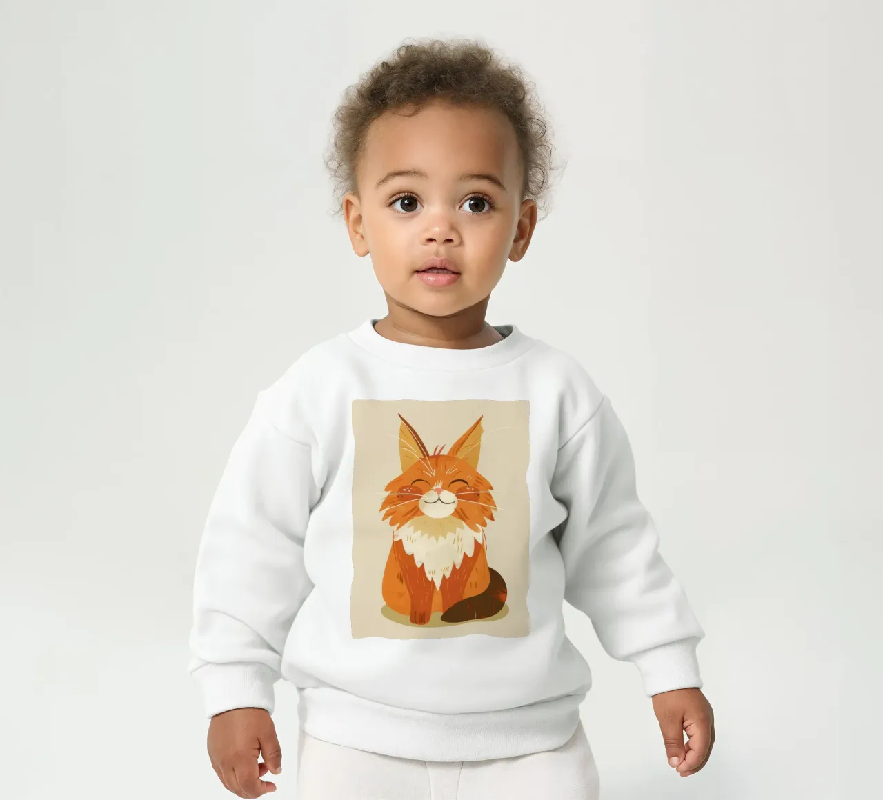 Simpatico gatto arancione con un'espressione allegra, occhi chiusi felpa neonato da DesignDoodle