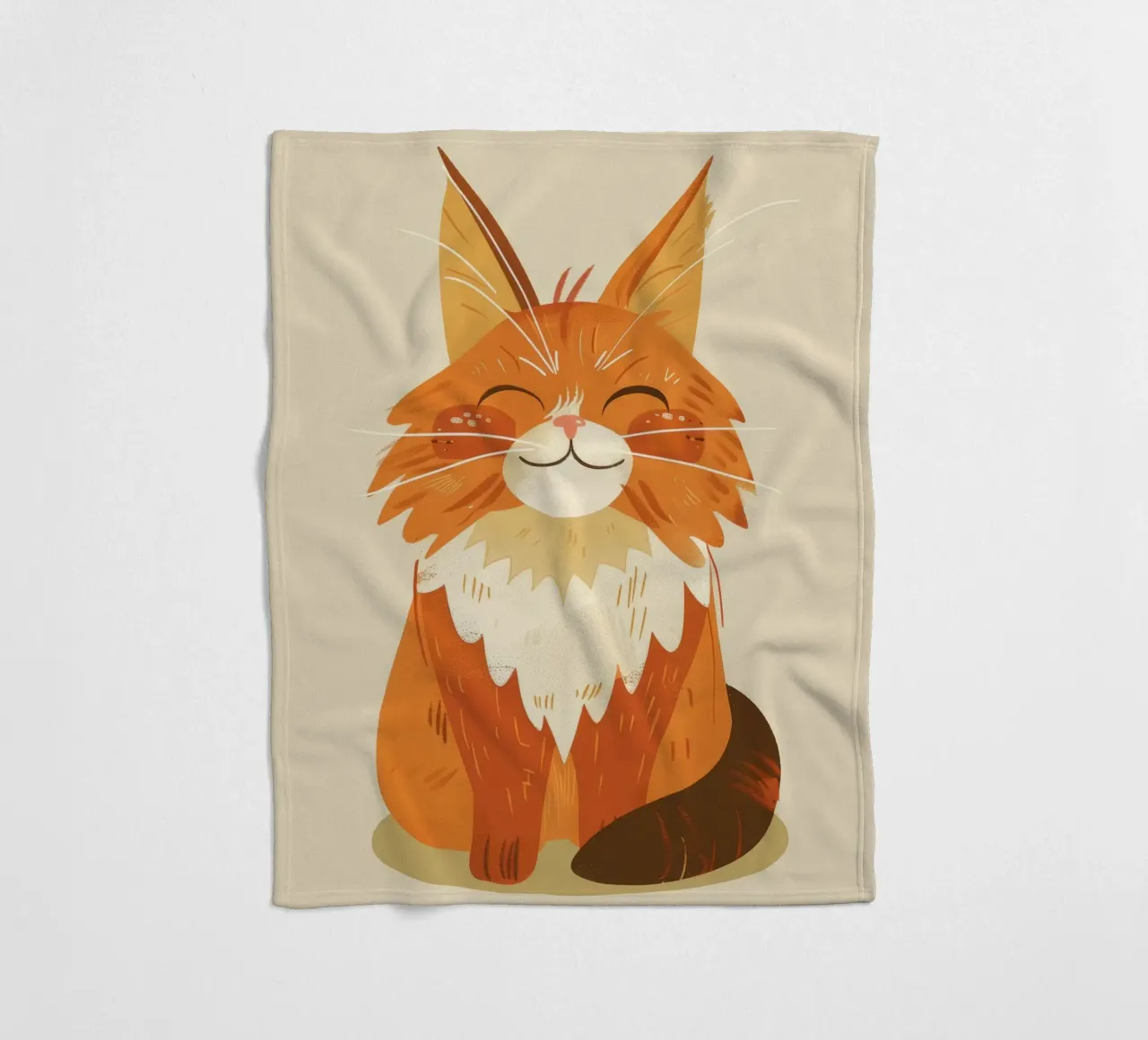 Simpatico gatto arancione con un'espressione allegra, occhi chiusi coperta in pile da DesignDoodle