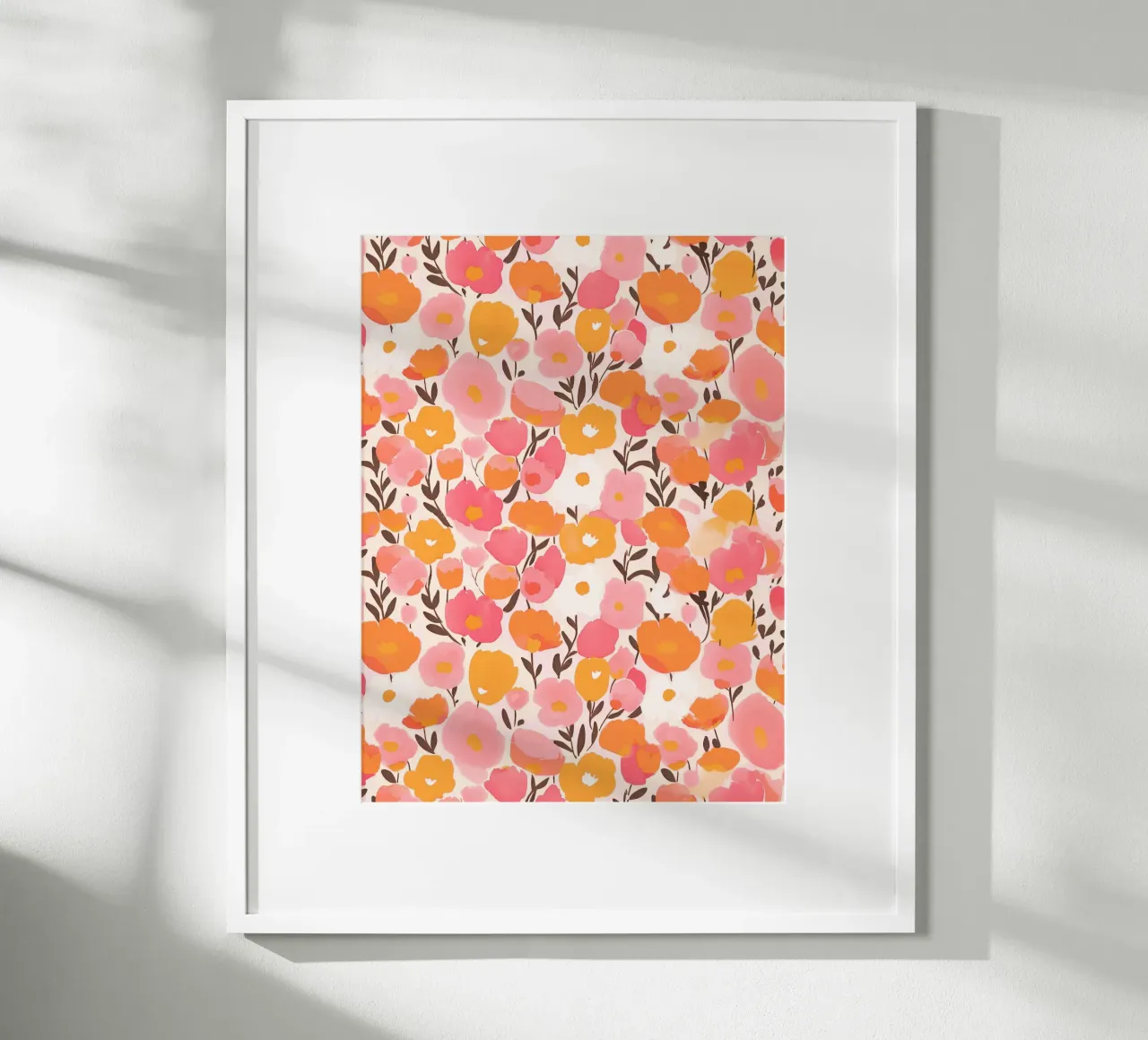 Boho Autunno Bloom Astratto Vintage Floreale Arancione Rosa Papavero poster con telaio in alluminio da Gentle Echoes Art
