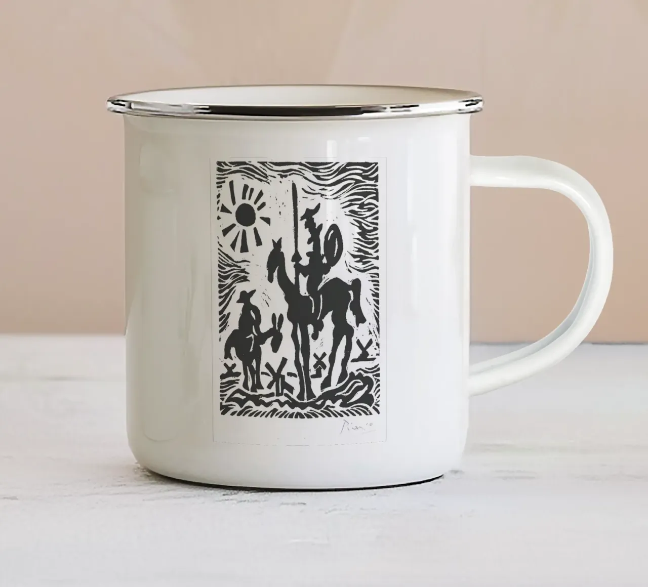 Originale Pablo Picasso Don Chisciotte tazza in smalto da Mrs.Allen