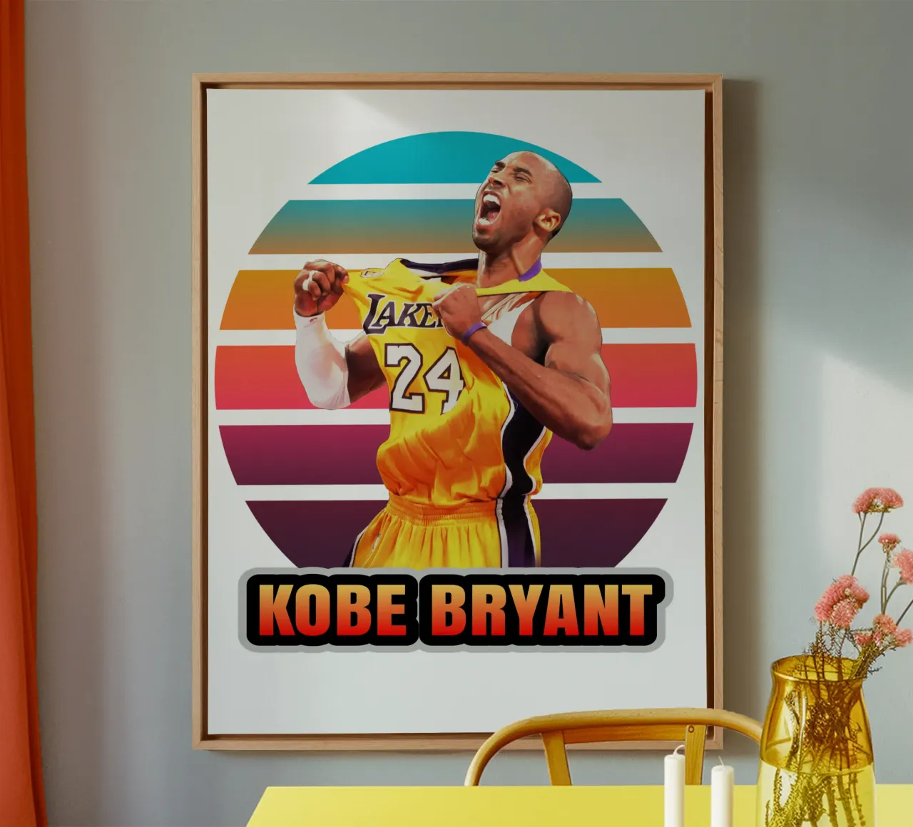 Kobe Bryant vintage canvas met Baklijst van Lembayung art