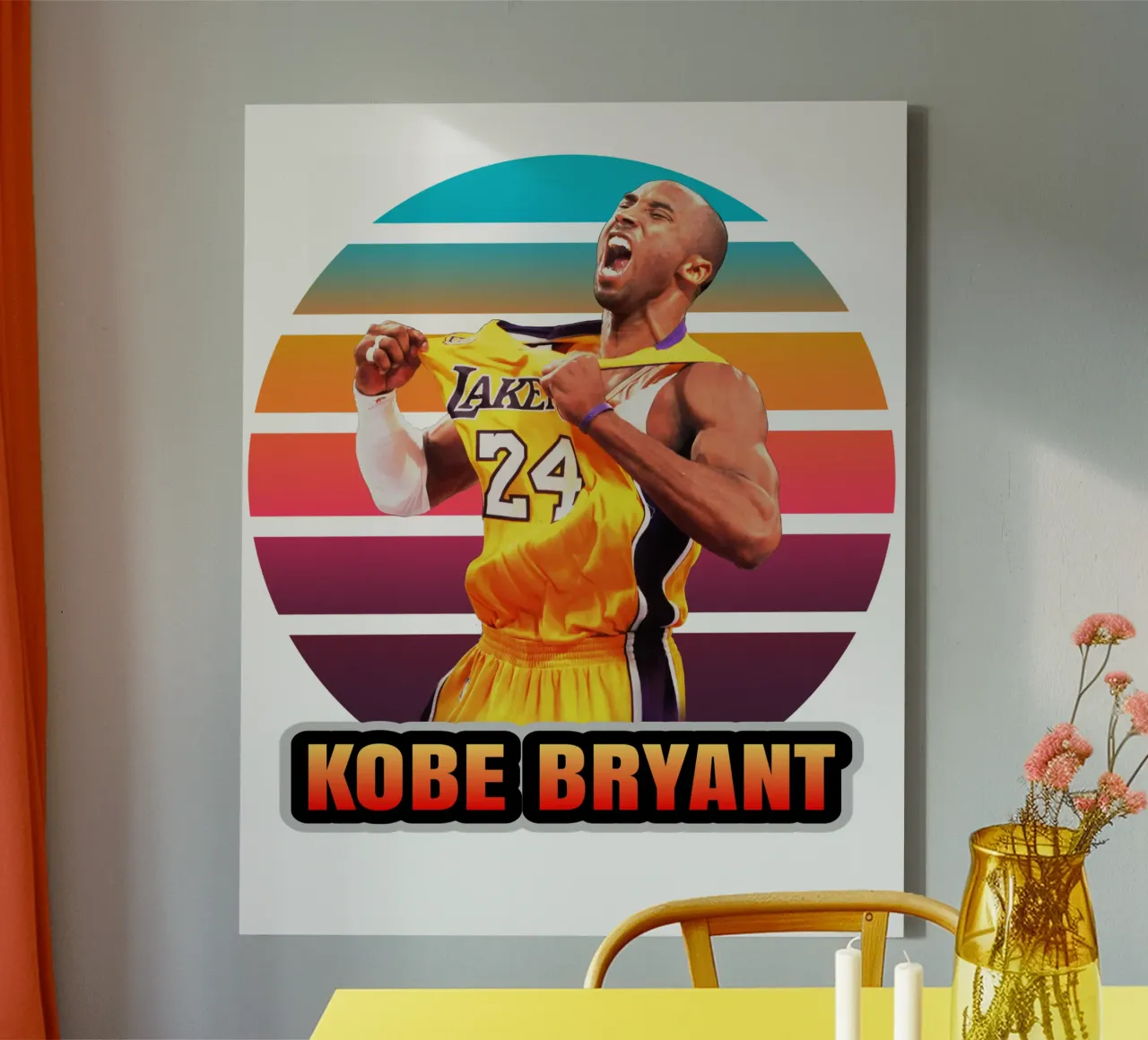 Kobe Bryant vintage canvas met Baklijst van Lembayung art