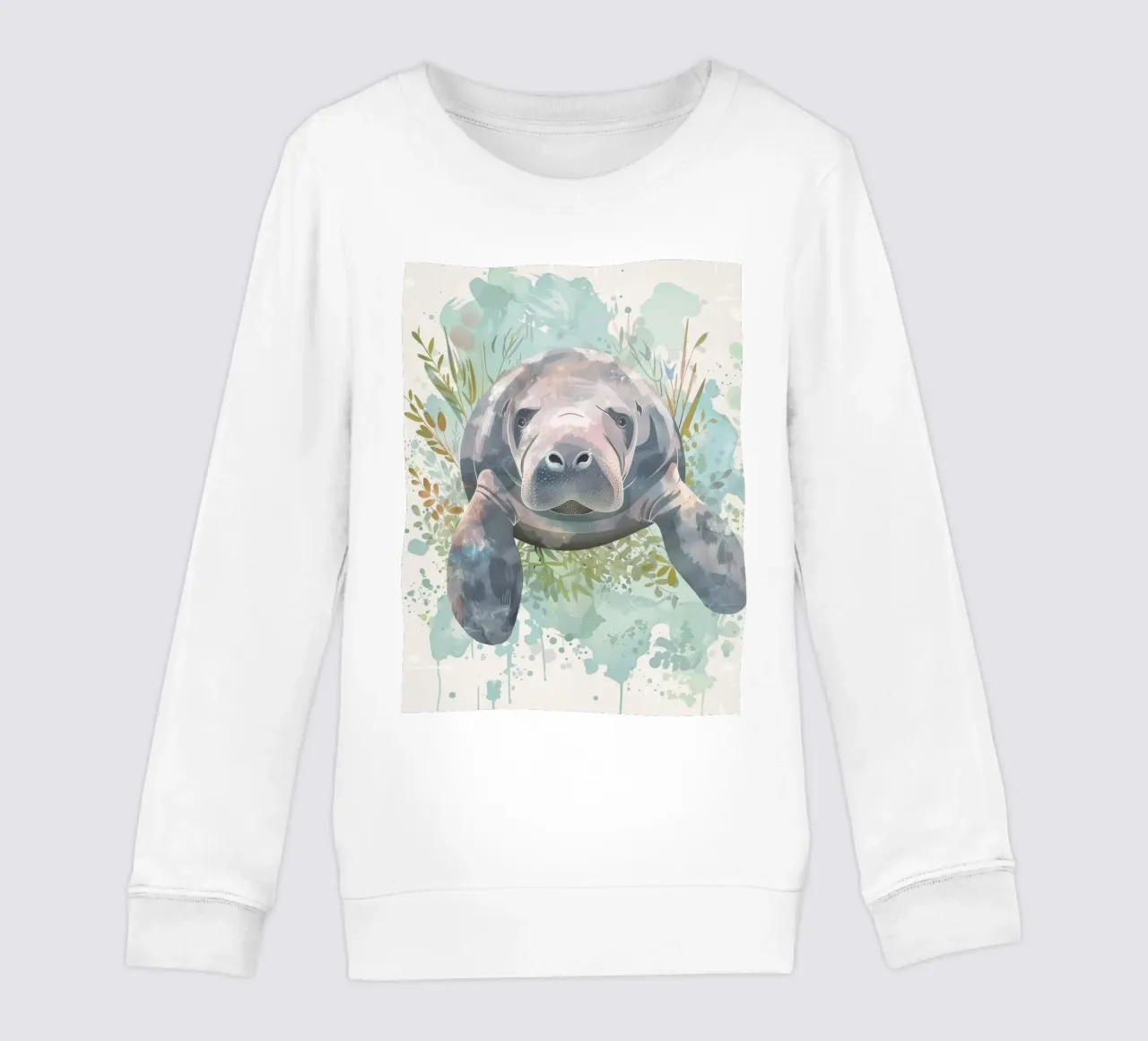 Manatí nadando graciosamente bajo el agua en un acuario natural sudadera para niño de DesignDoodle