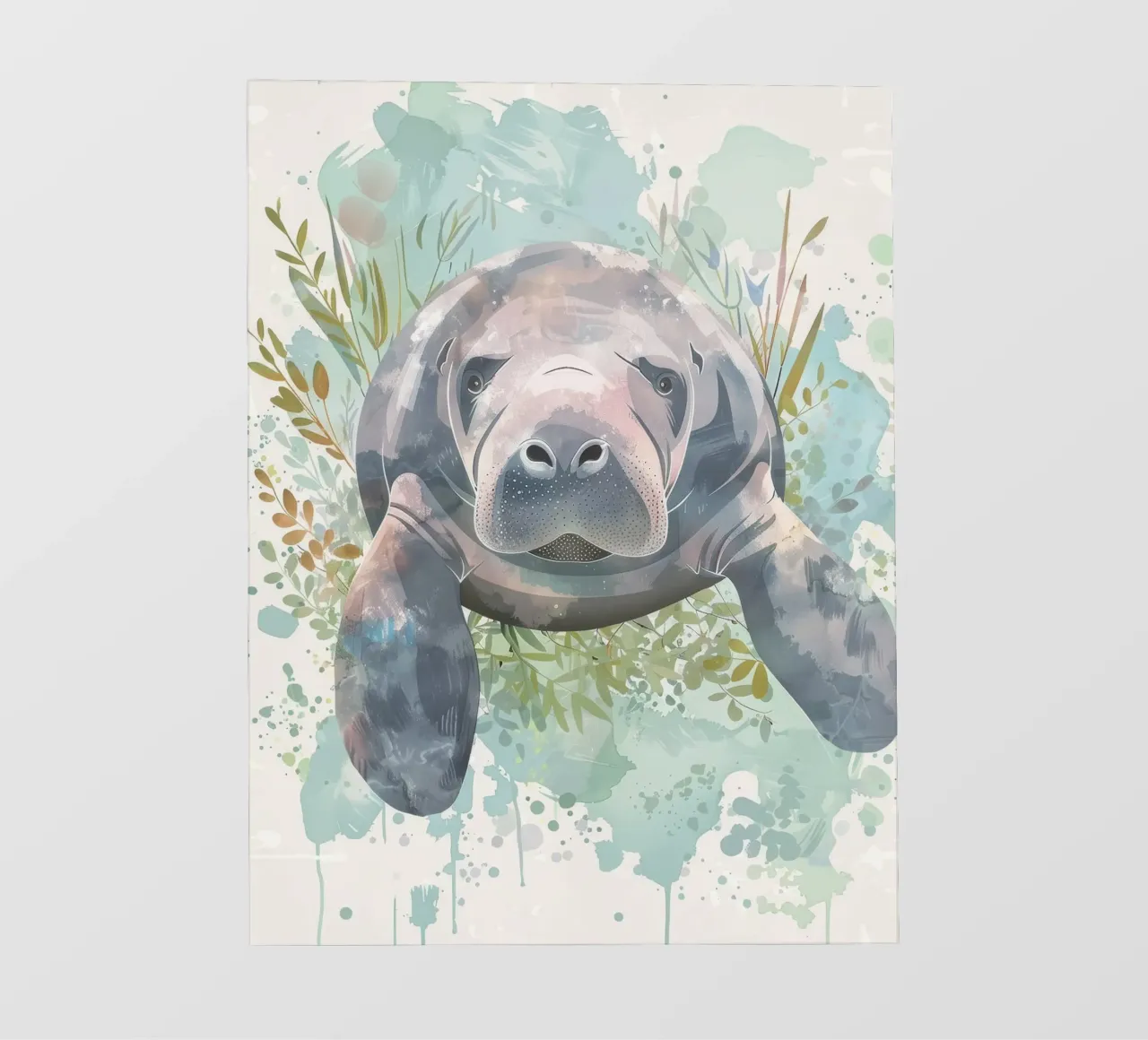 Lamantino che nuota graziosamente sott'acqua in un ambiente acquatico naturale carta da parati fotografica da DesignDoodle