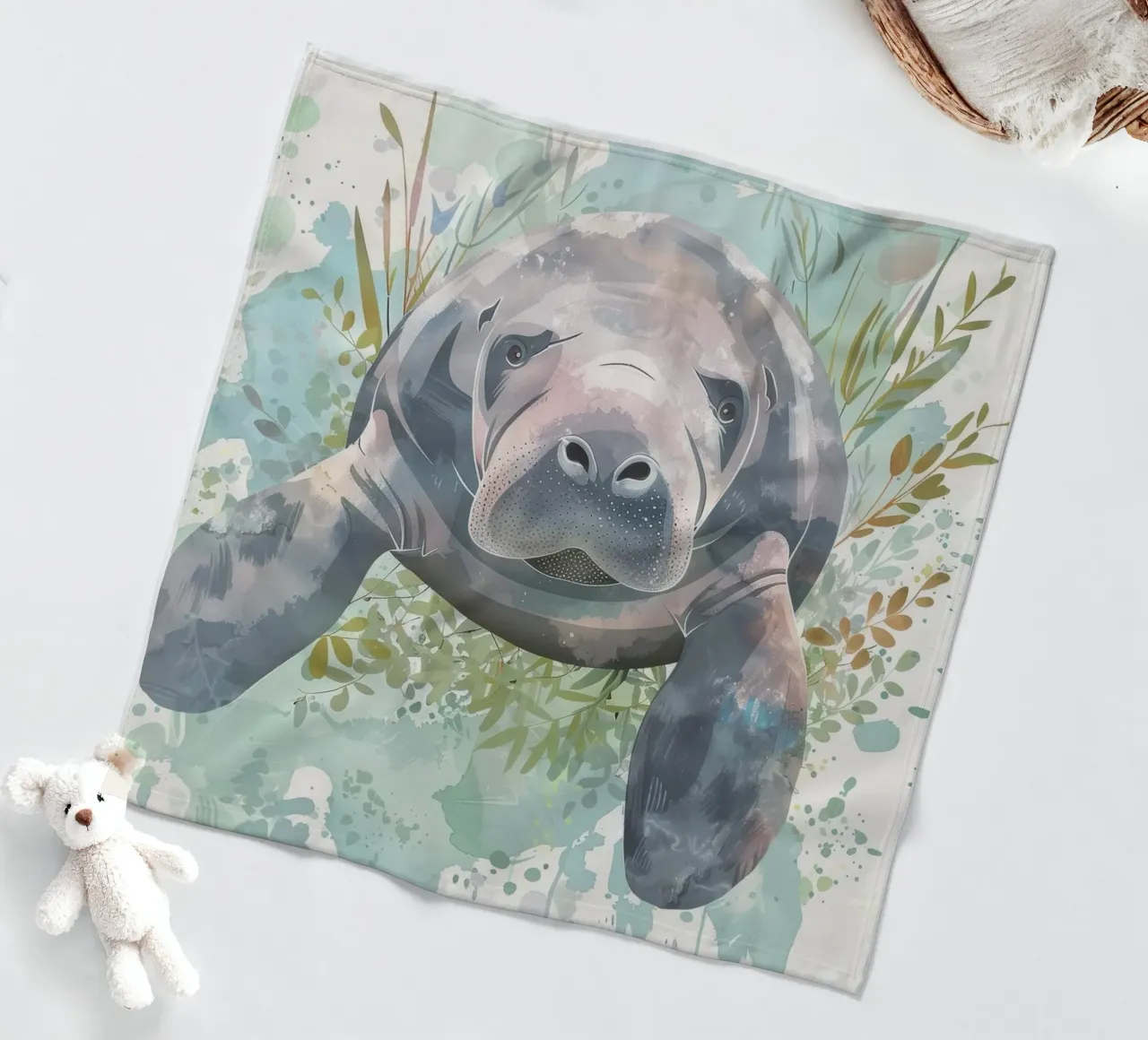 Seekuh schwimmt anmutig unter Wasser in einem natürlichen Gewässer Fleecedecke von DesignDoodle