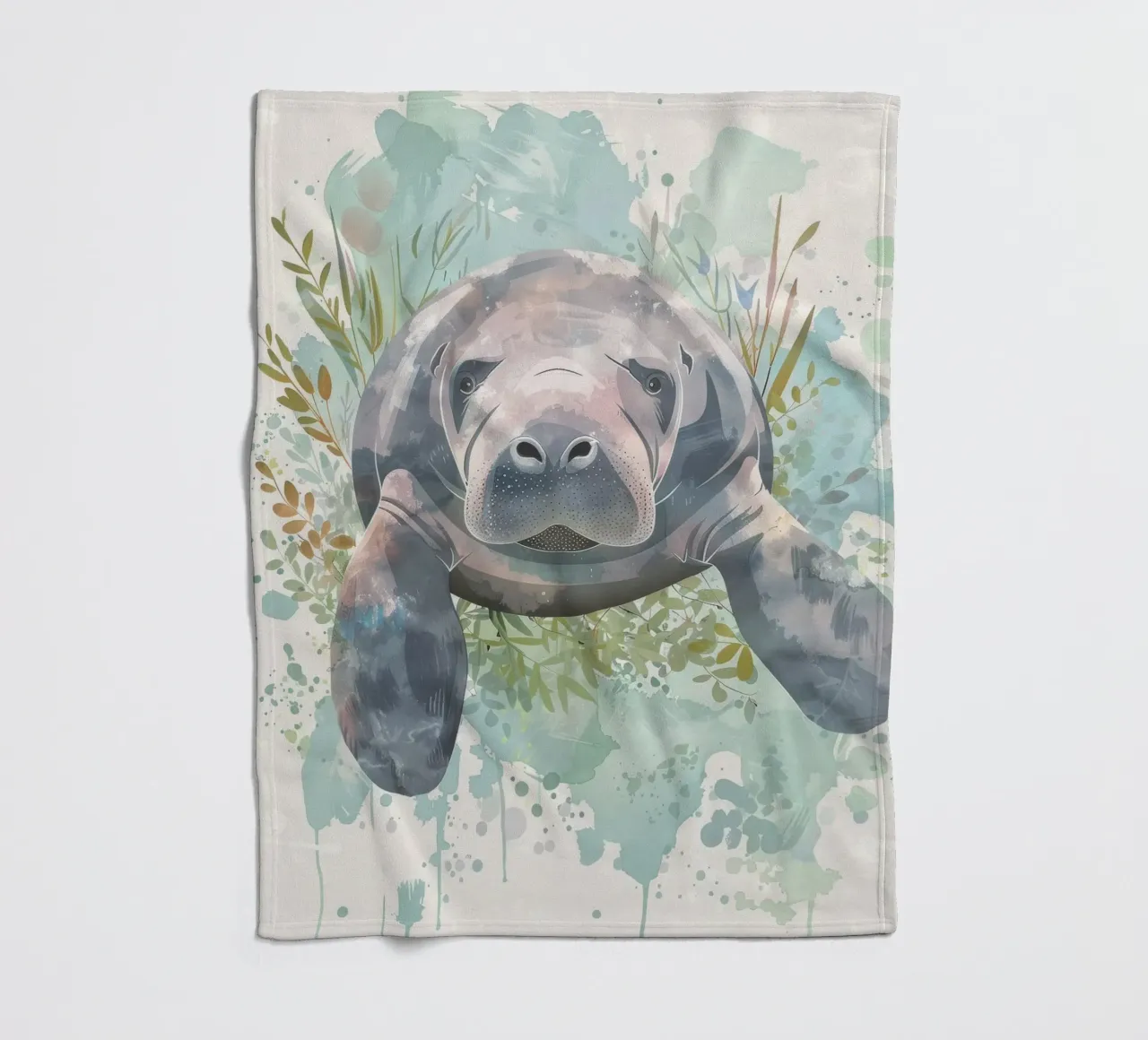 Seekuh schwimmt anmutig unter Wasser in einem natürlichen Gewässer Fleecedecke von DesignDoodle