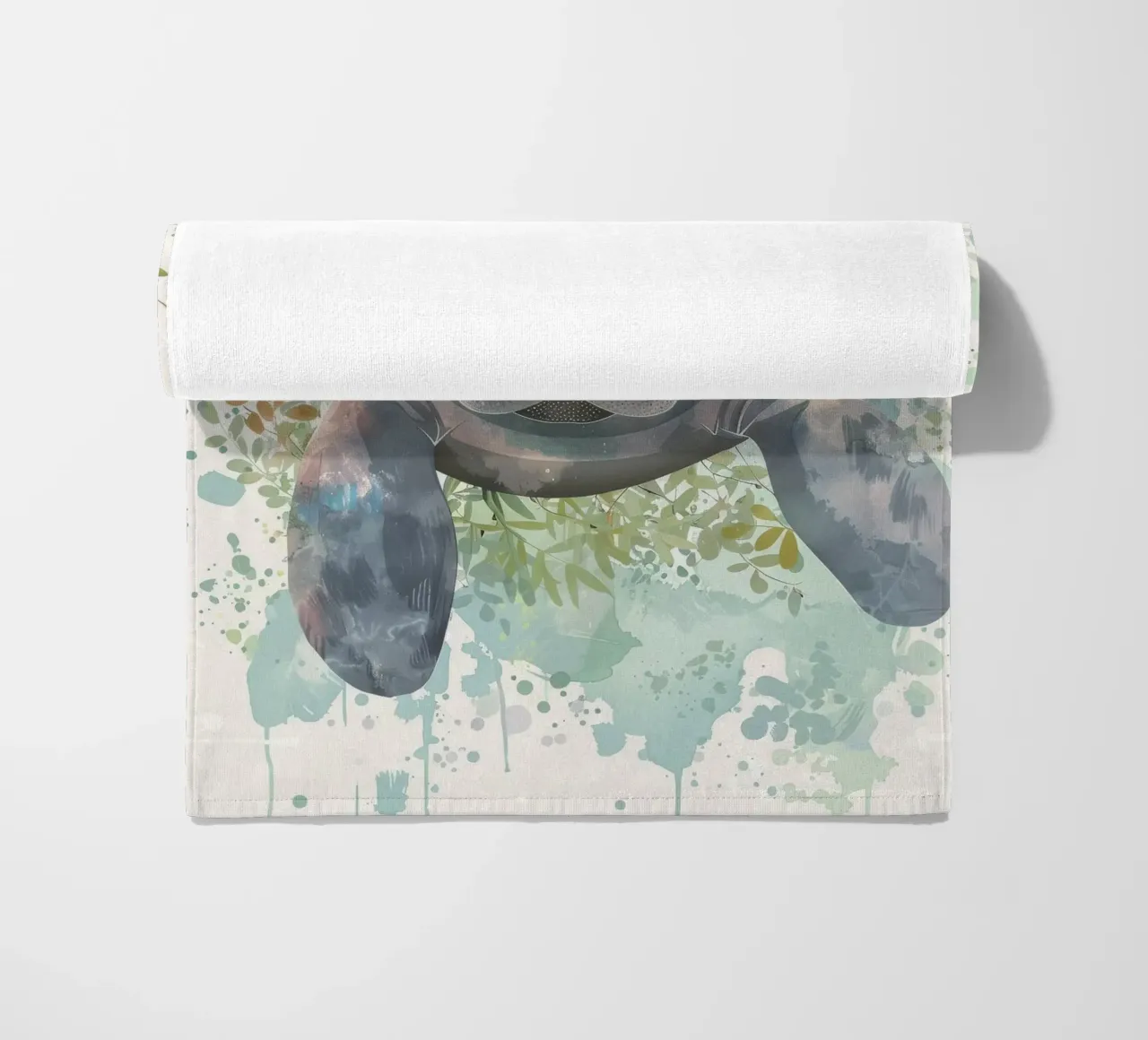 Lamantino che nuota graziosamente sott'acqua in un ambiente acquatico naturale telo mare da DesignDoodle