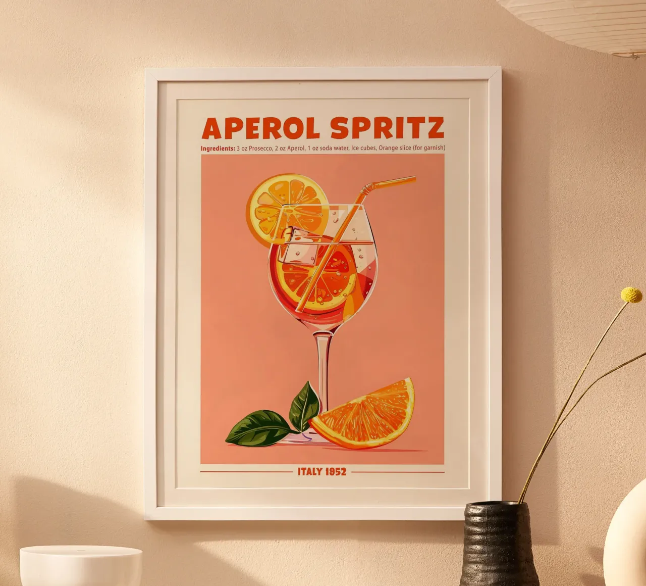 Aperol Spritz Orange Italy 1952 poster with aluminum frame by Neeraprint