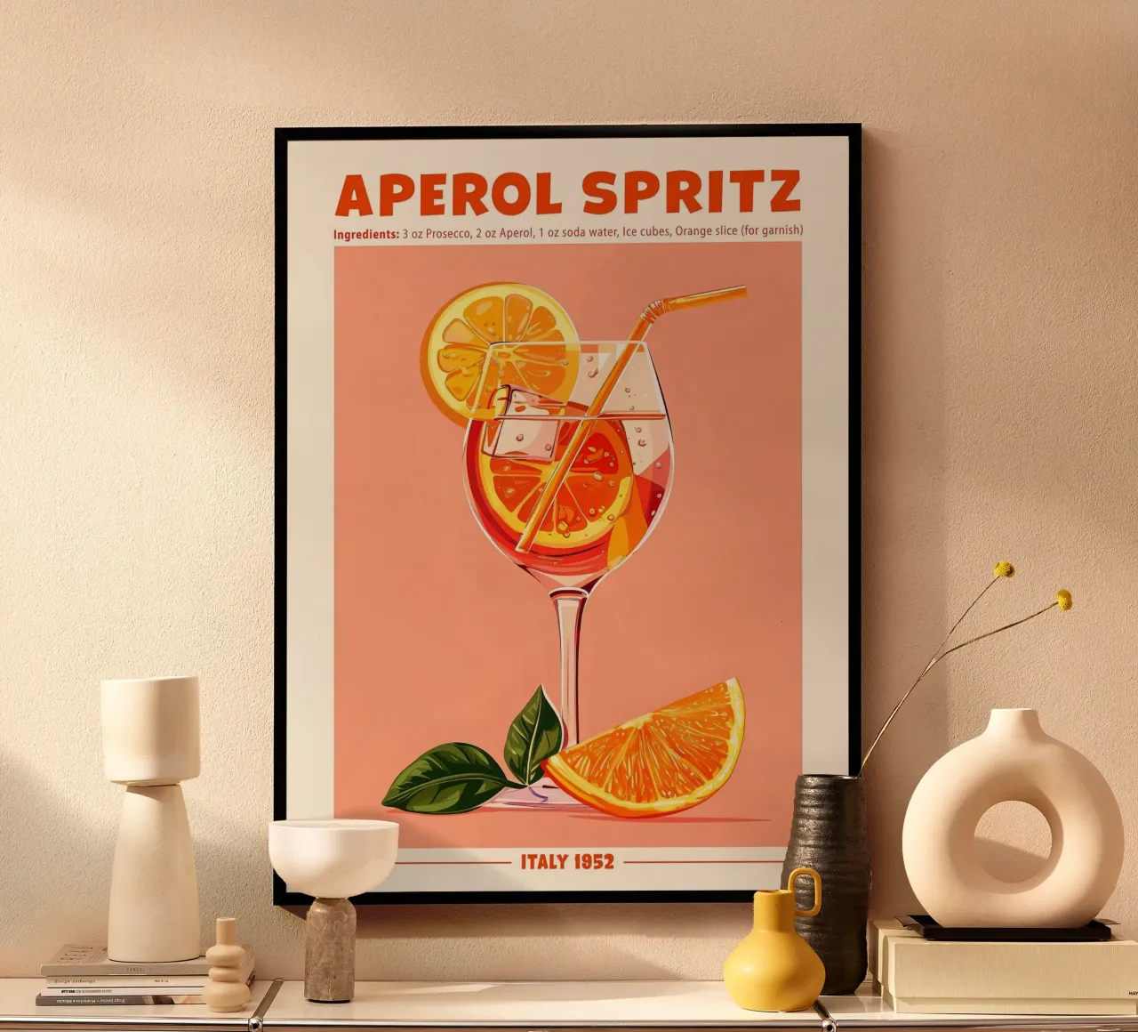 Aperol Spritz Orange Italy 1952 poster with aluminum frame by Neeraprint
