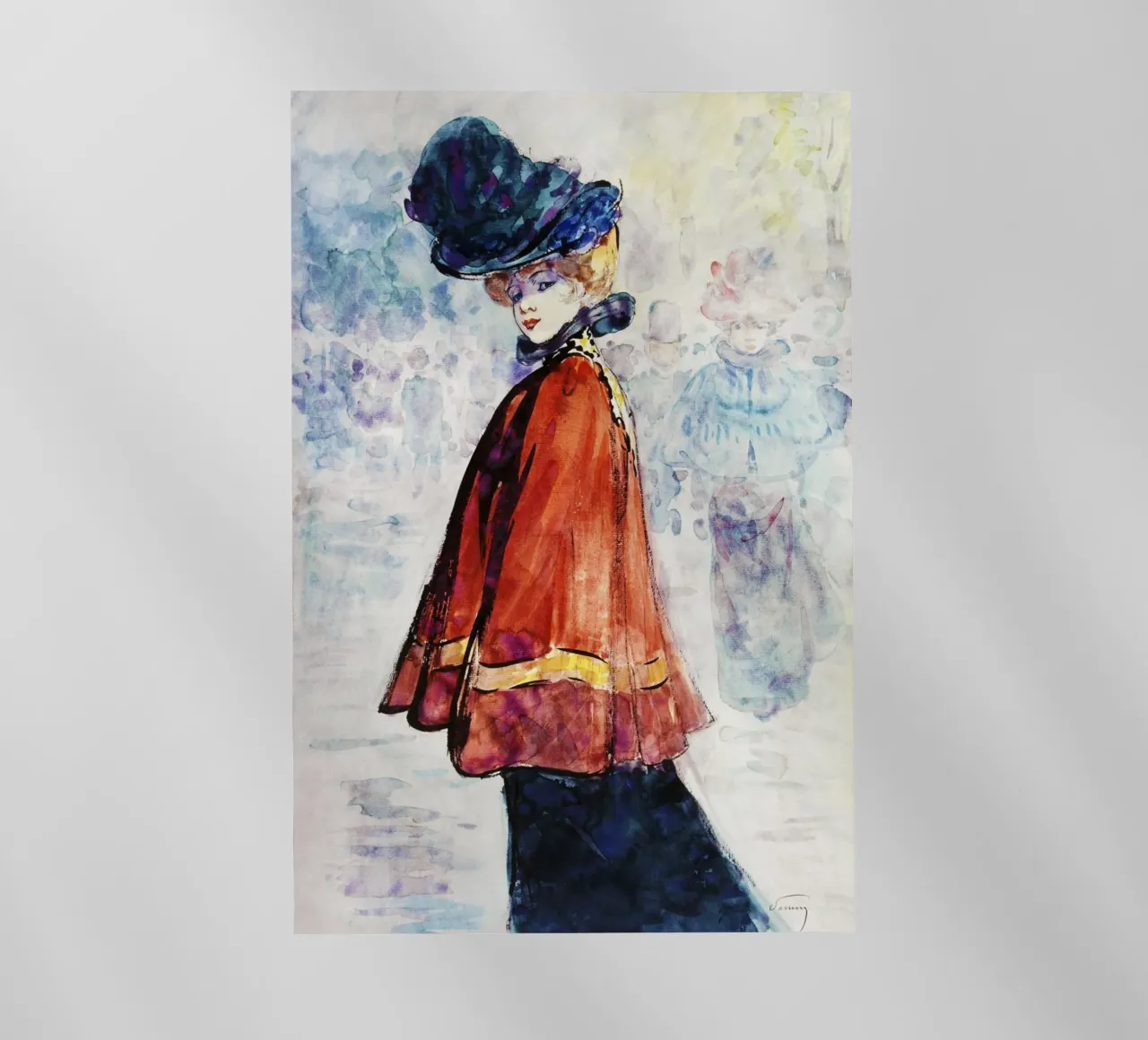 Elegante in mantello rosso (1890-1900 circa) di Henry Somm, pellicola backlit da Venus Art