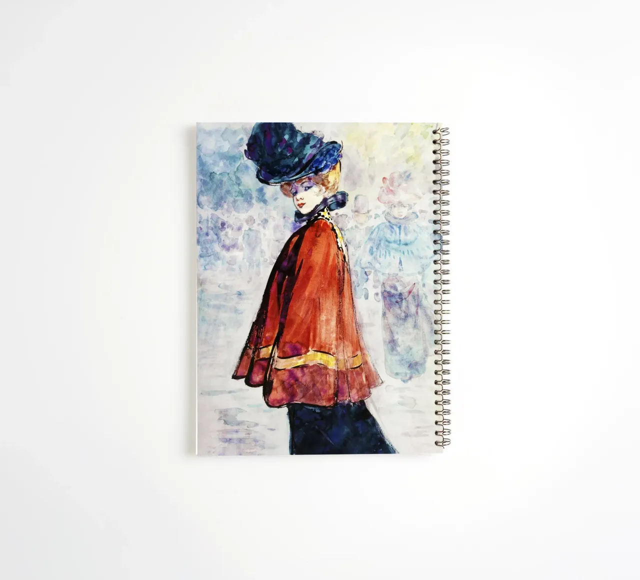 Elegant in Red Cape (c. 1890–1900) by Henry Somm, spiral notebook by Venus Art