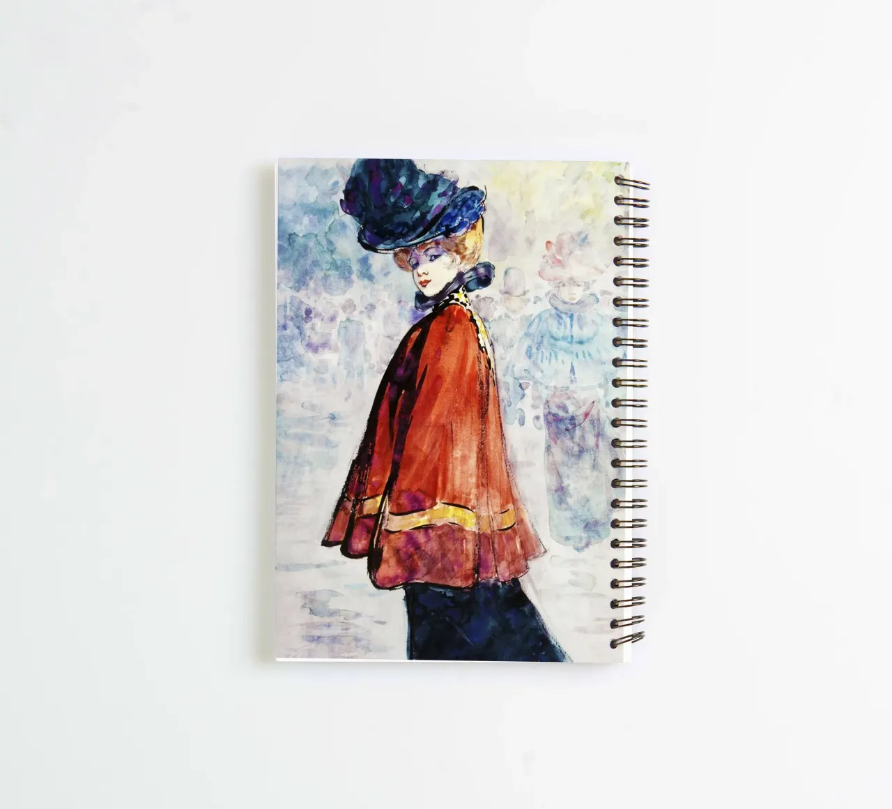 Elegant in Red Cape (c. 1890–1900) by Henry Somm, spiral notebook by Venus Art