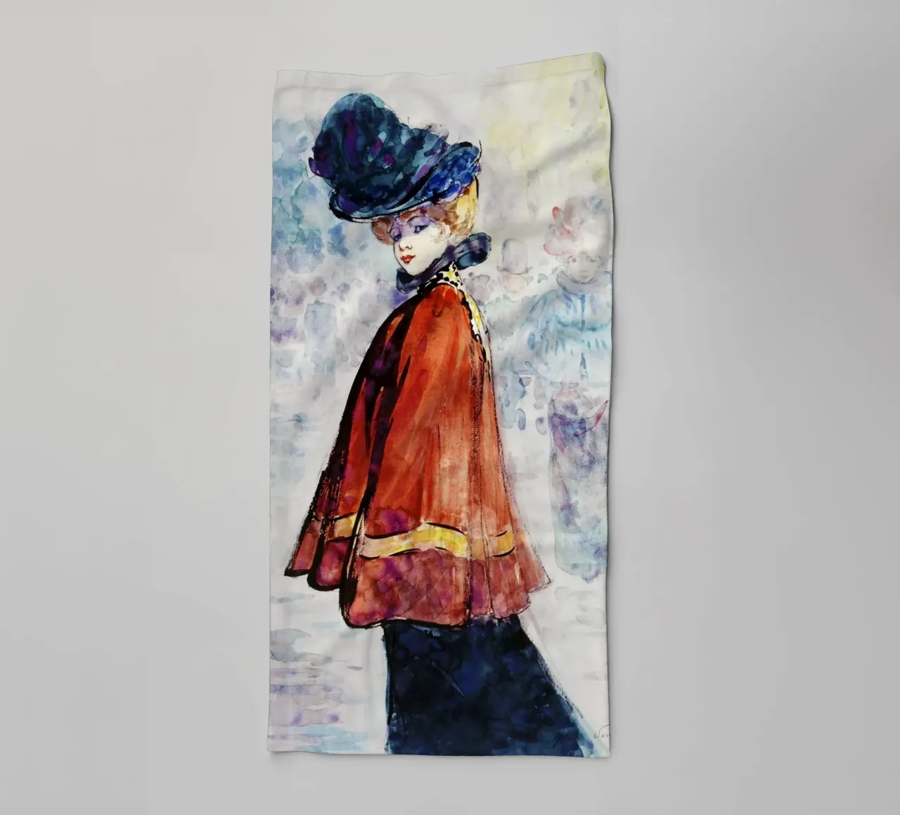 Elegant in rotem Umhang (um 1890-1900) von Henry Somm, Handtuch von Venus Art