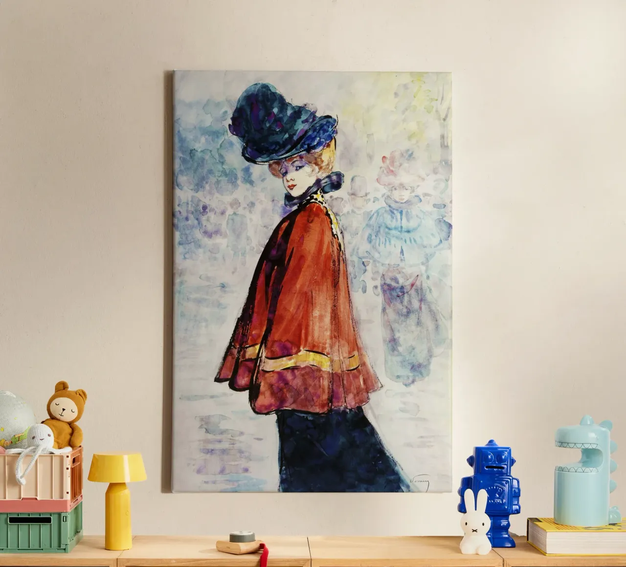 Elegant in Red Cape (c. 1890–1900) by Henry Somm, canvas by Venus Art