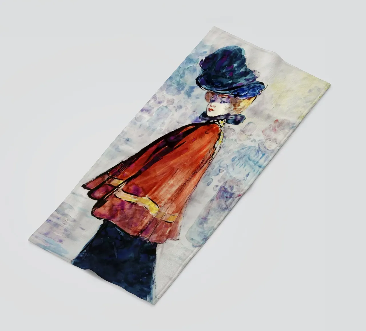 Elegant in Red Cape (c. 1890–1900) by Henry Somm, beach towel by Venus Art