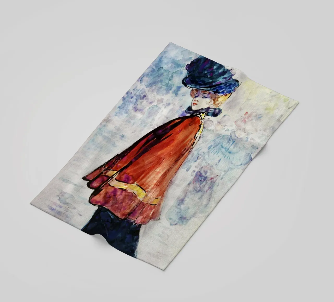 Elegant in Red Cape (c. 1890–1900) by Henry Somm, beach towel by Venus Art