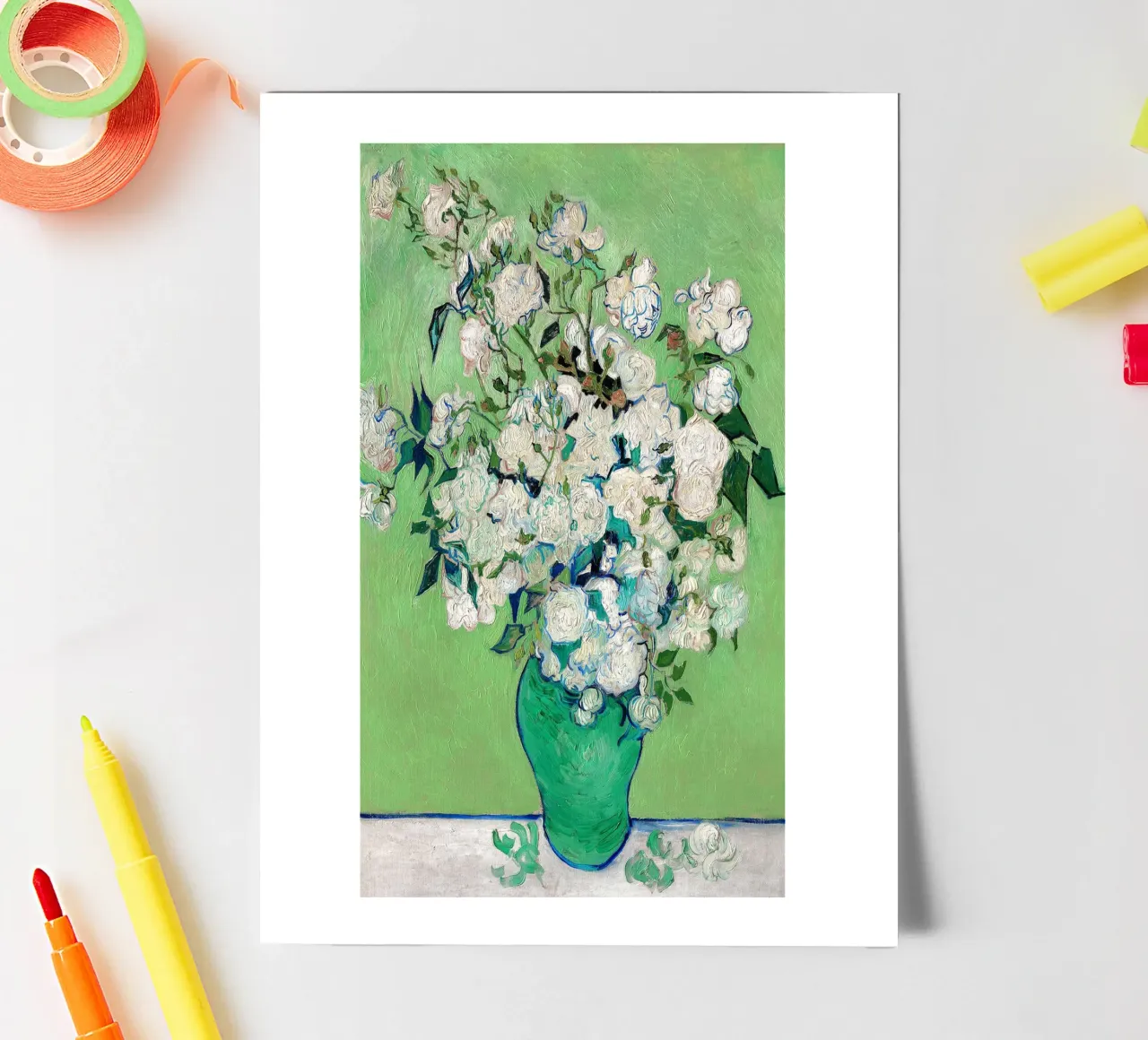 Un vaso di rose - Vincent van Gogh foglio adesivo da Sylviepaint