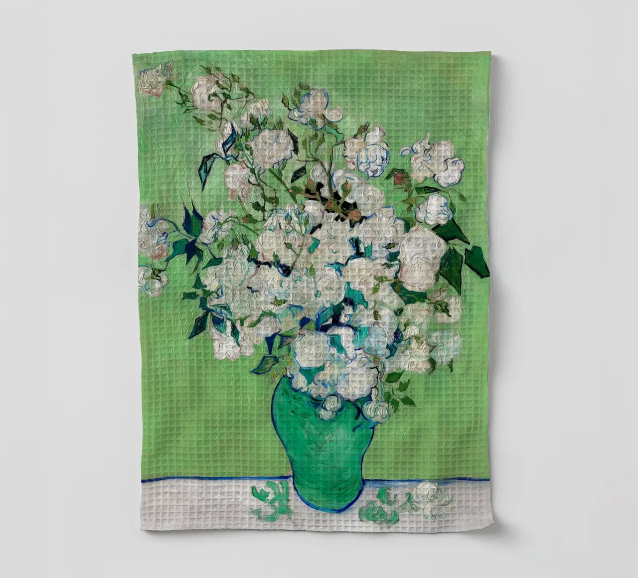 A vase of roses - Vincent van Gogh tea towel by Sylviepaint