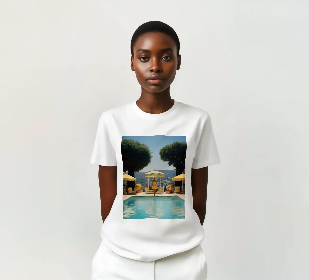 Slim Aarons, stile retrò anni '60, "Cannes Pool t-shirt da Mrs.Pamela