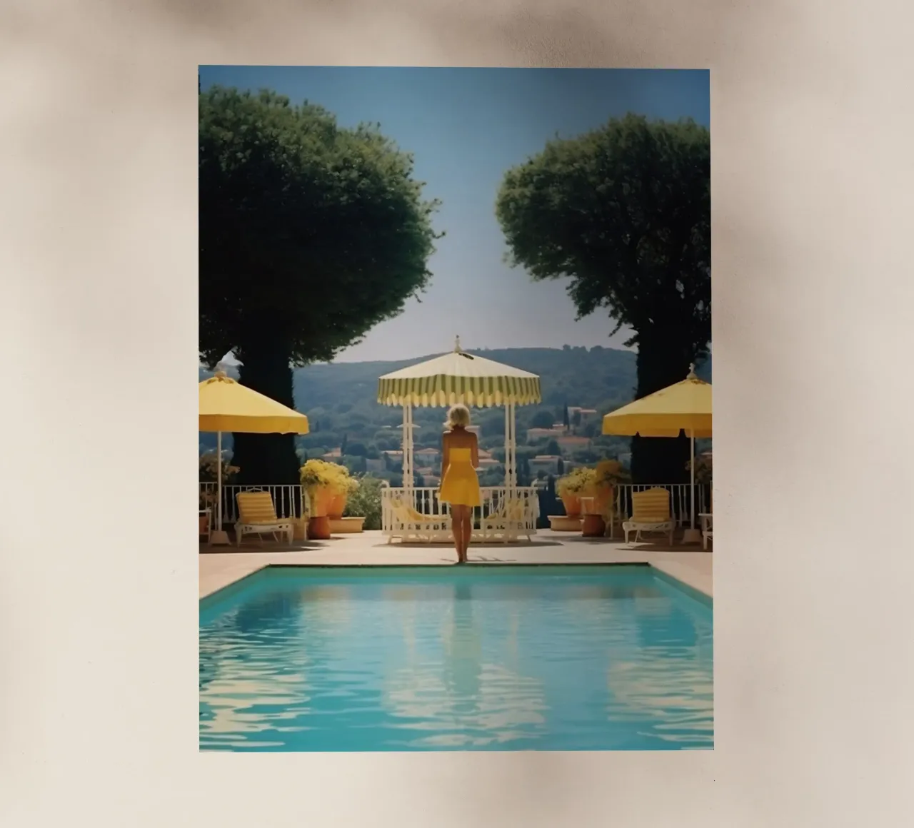 Slim Aarons, stile retrò anni '60, "Cannes Pool pellicola backlit da Mrs.Pamela