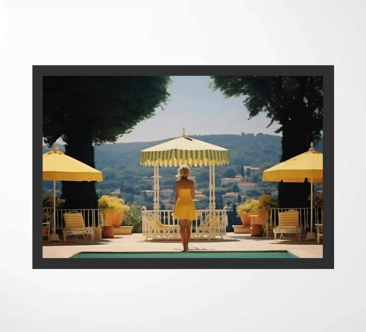 Slim Aarons, stile retrò anni '60, "Cannes Pool zerbino da Mrs.Pamela