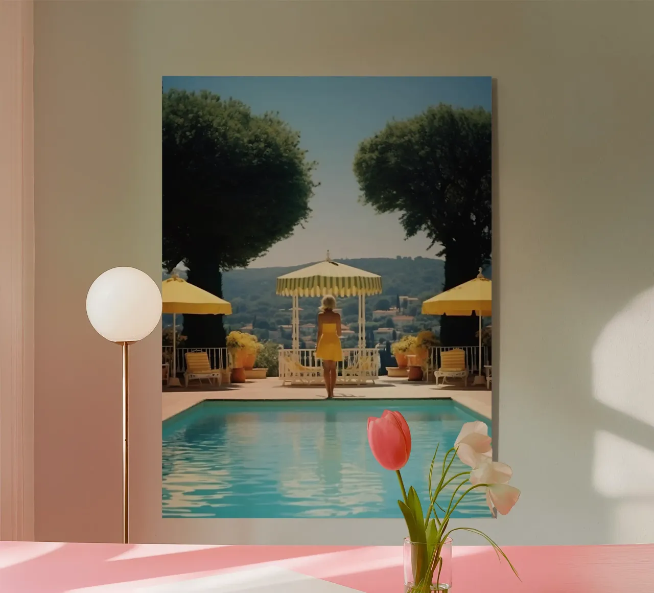 Slim Aarons Retro 60's Style 'Cannes Pool metacrilato de Mrs.Pamela