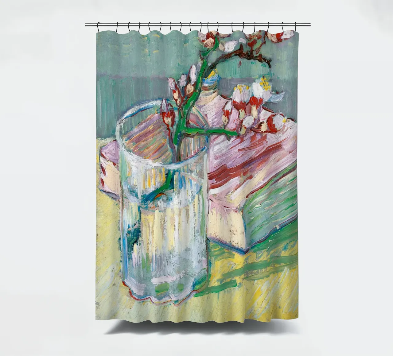 Ramo di mandorlo in fiore in un bicchiere - Vincent van Gogh tenda da doccia da Sylviepaint