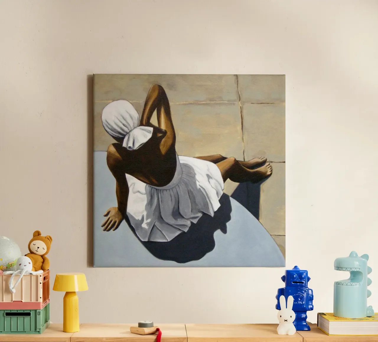 Retro badpak - Sarah Morrissette canvas met Baklijst van Rachelwhell