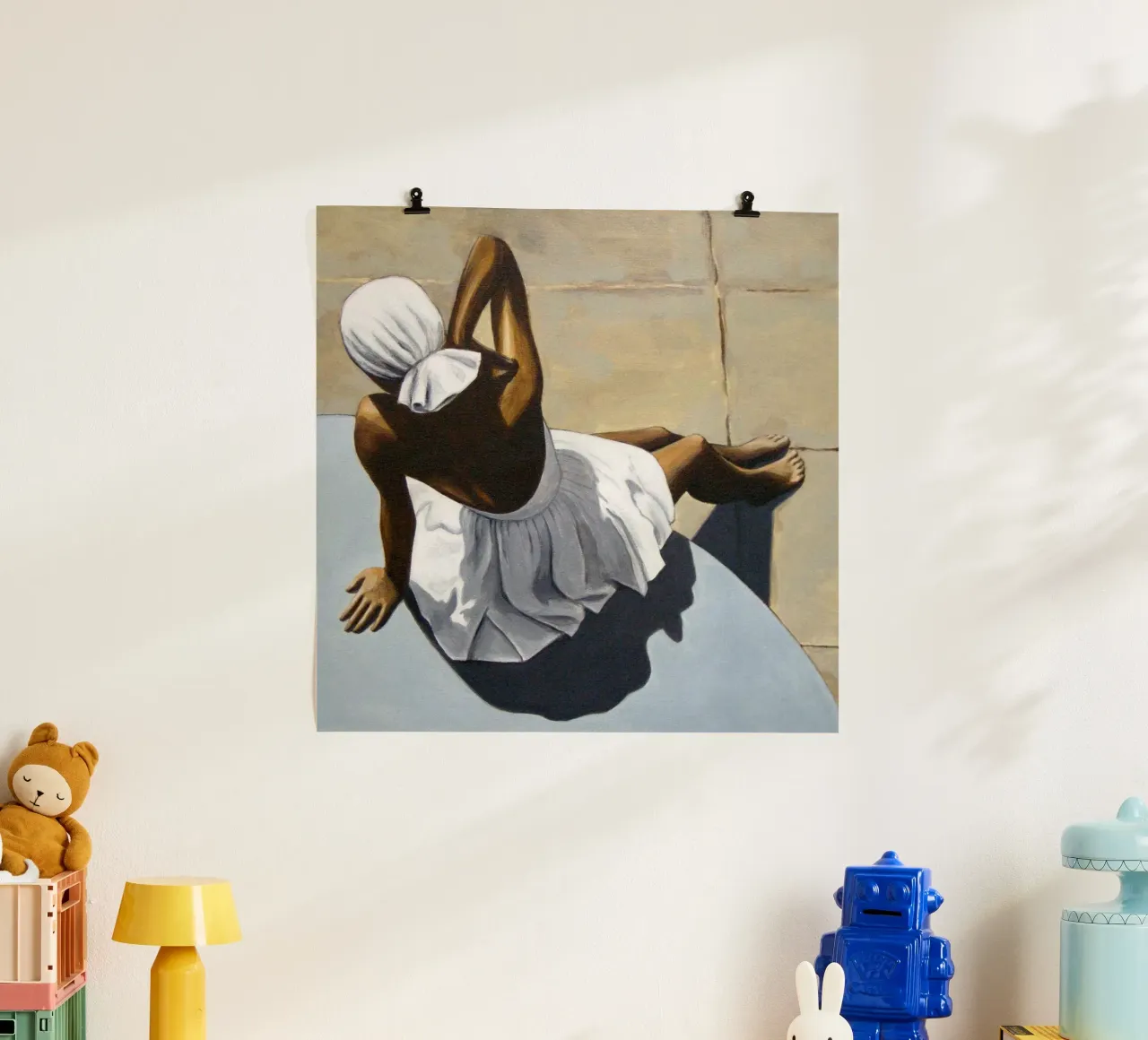Retro-Badeanzug - Sarah Morrissette Poster mit Kunststoffrahmen von Rachelwhell