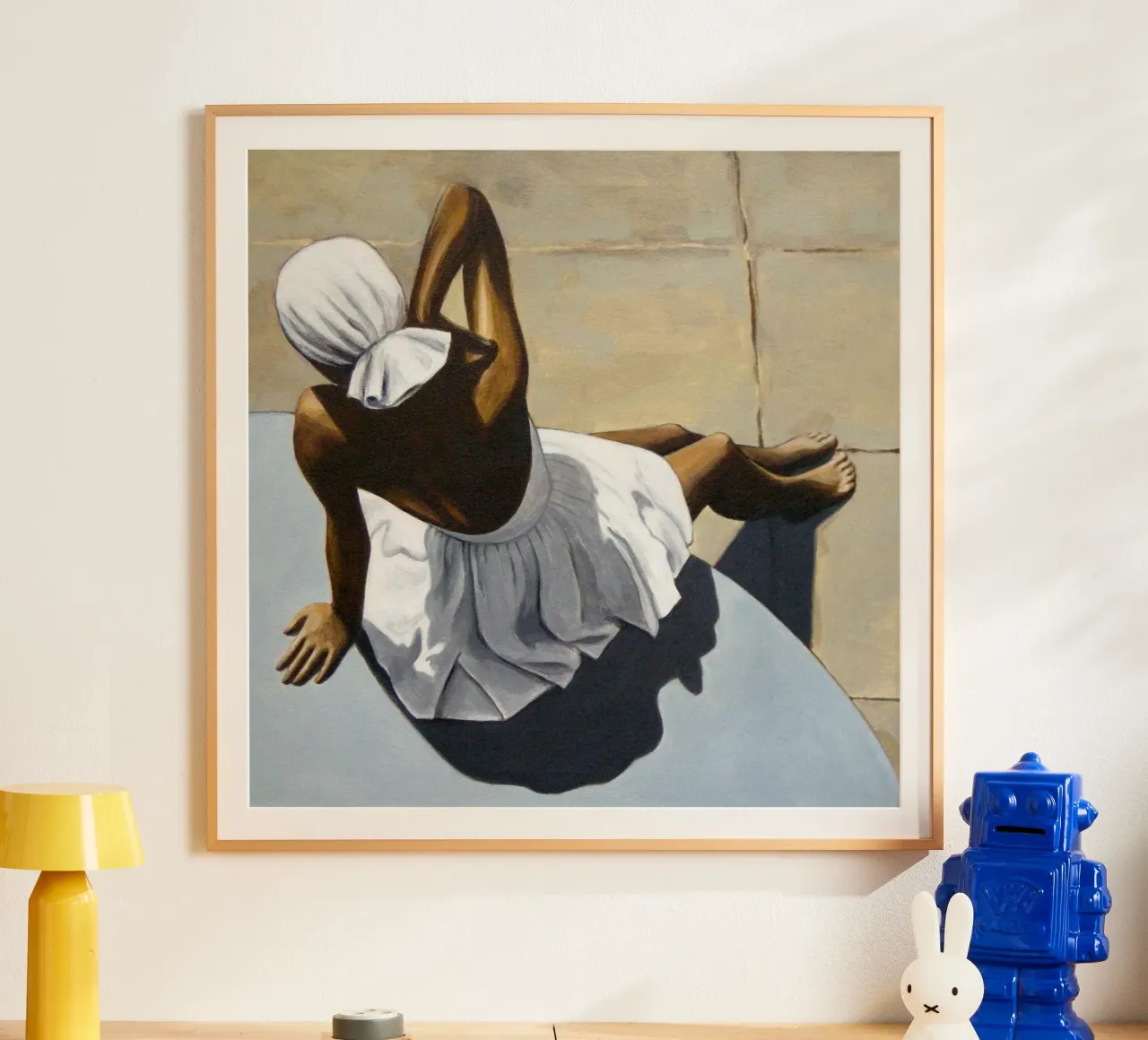 Retro-Badeanzug - Sarah Morrissette Poster mit Kunststoffrahmen von Rachelwhell