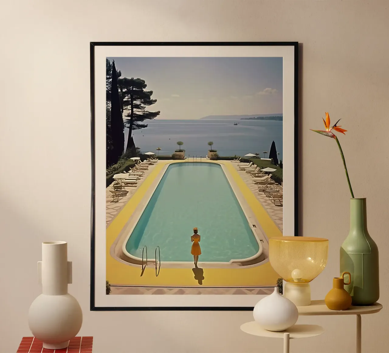 Slim Aarons 'Cannes Pool' Hahnemühle von Mrs.Pamela