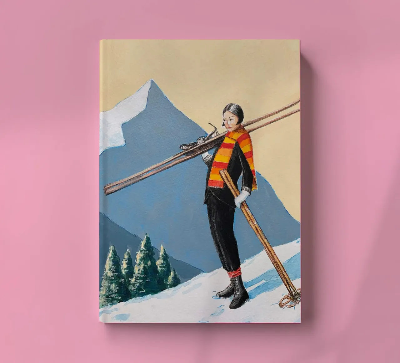 Sciatore con sciarpa colorata - Sarah Morrissette diario da Rachelwhell