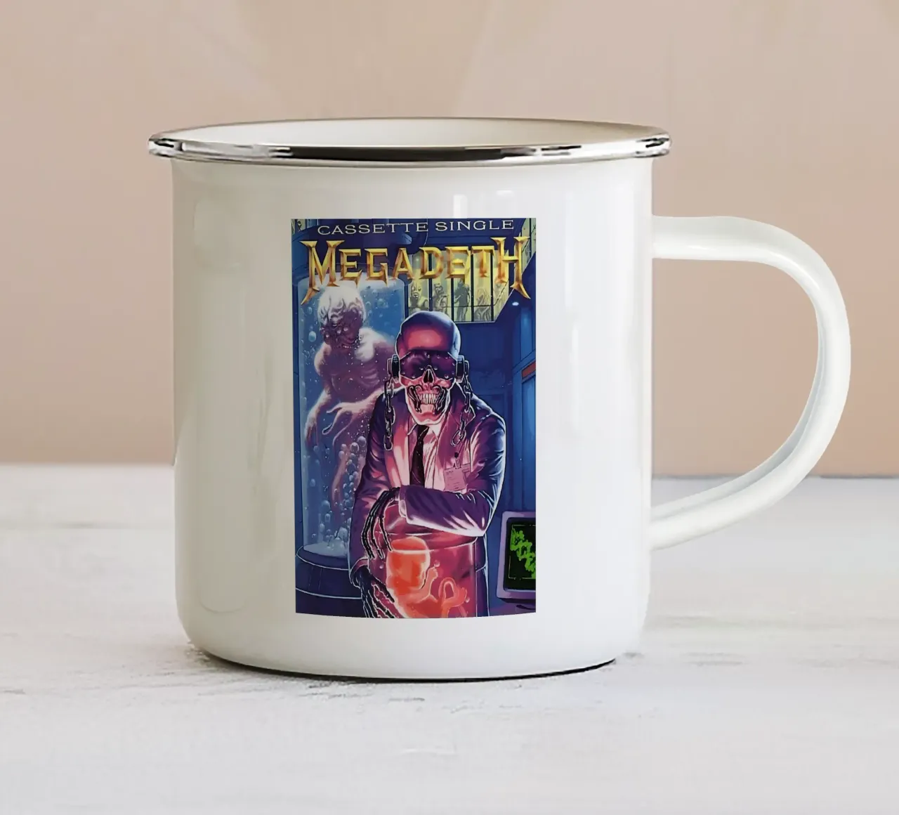 megadeth band tazza in smalto da vanhesling