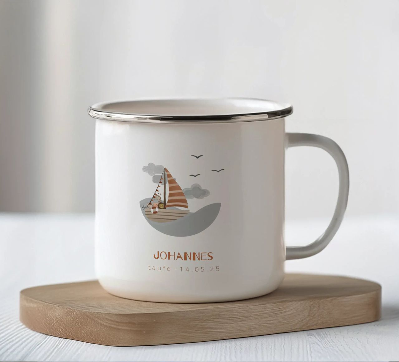 Nave a vela tazza in smalto da Kartenliebe